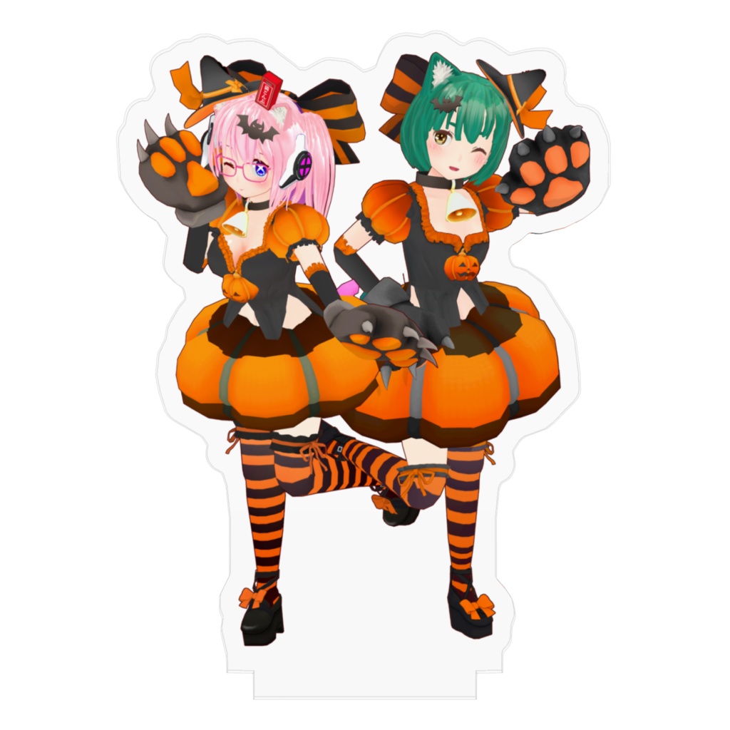 そねみねこアクリルフィギュア(ハロウィンかぼちゃドレス)