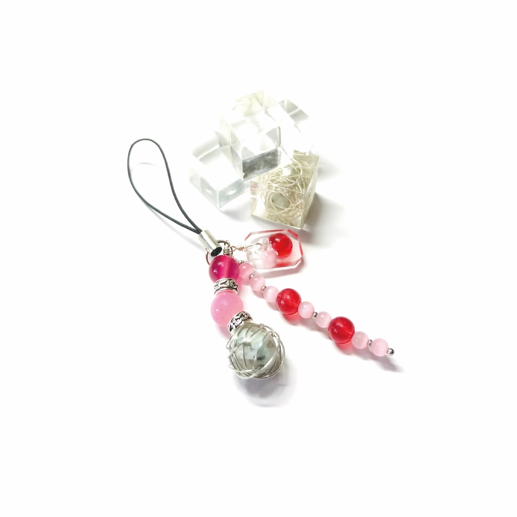 割引中!天然石ブレスレット&ストラップ(紅)「モデル:極光&流星」