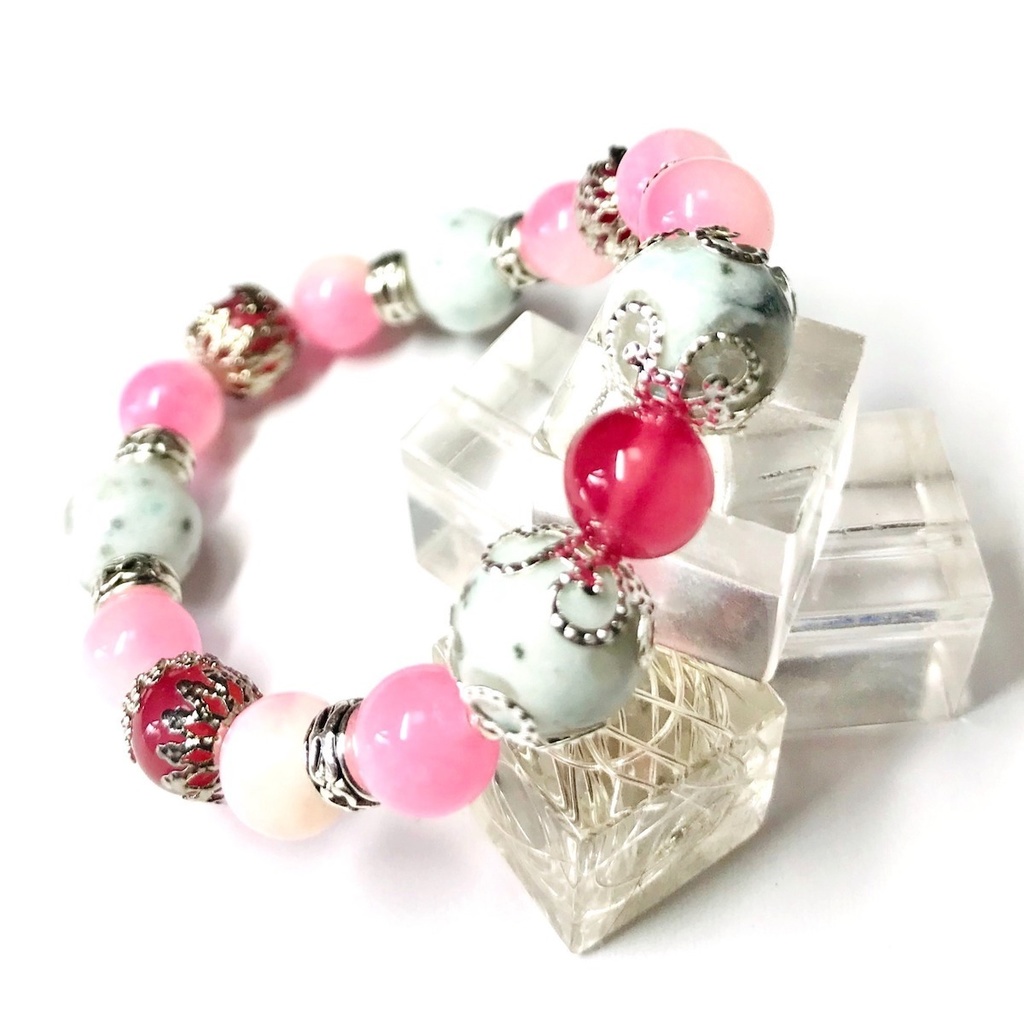 割引中!天然石ブレスレット&ストラップ(紅)「モデル:極光&流星」