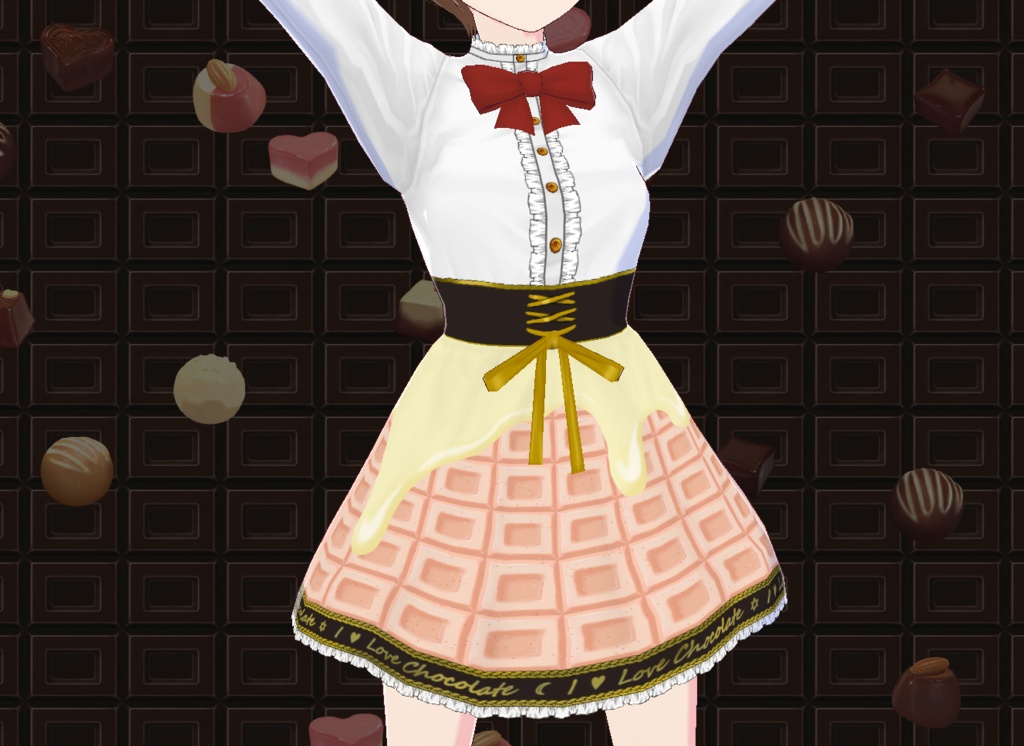 【無料有】Vroid用衣装チョコレートのおようふく