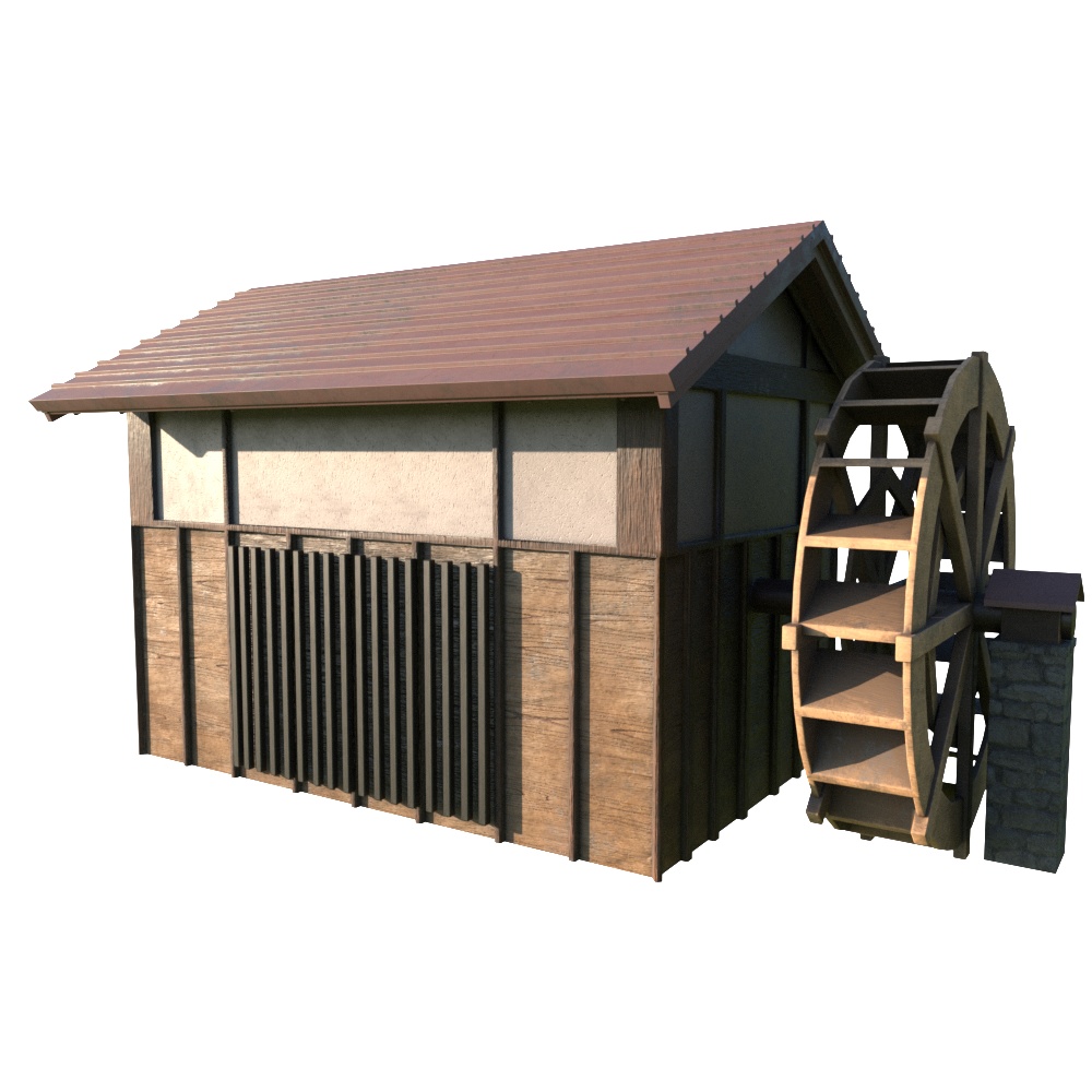 【3Dモデル】水車小屋 -Water Mill-
