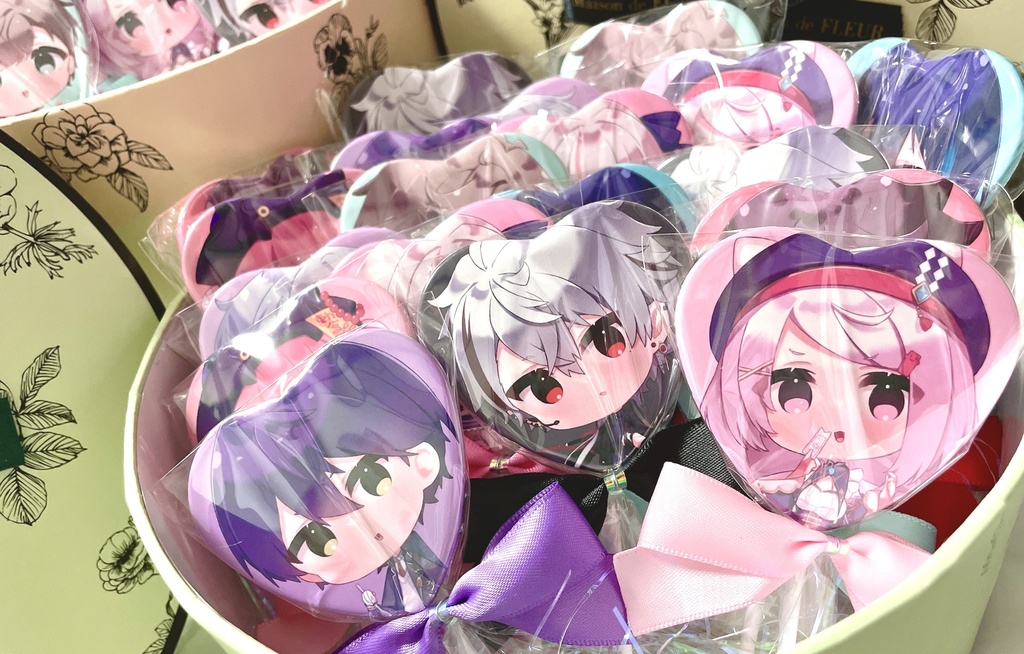 【非公式】ハート缶バッジ(ロリポップ風ラッピング)