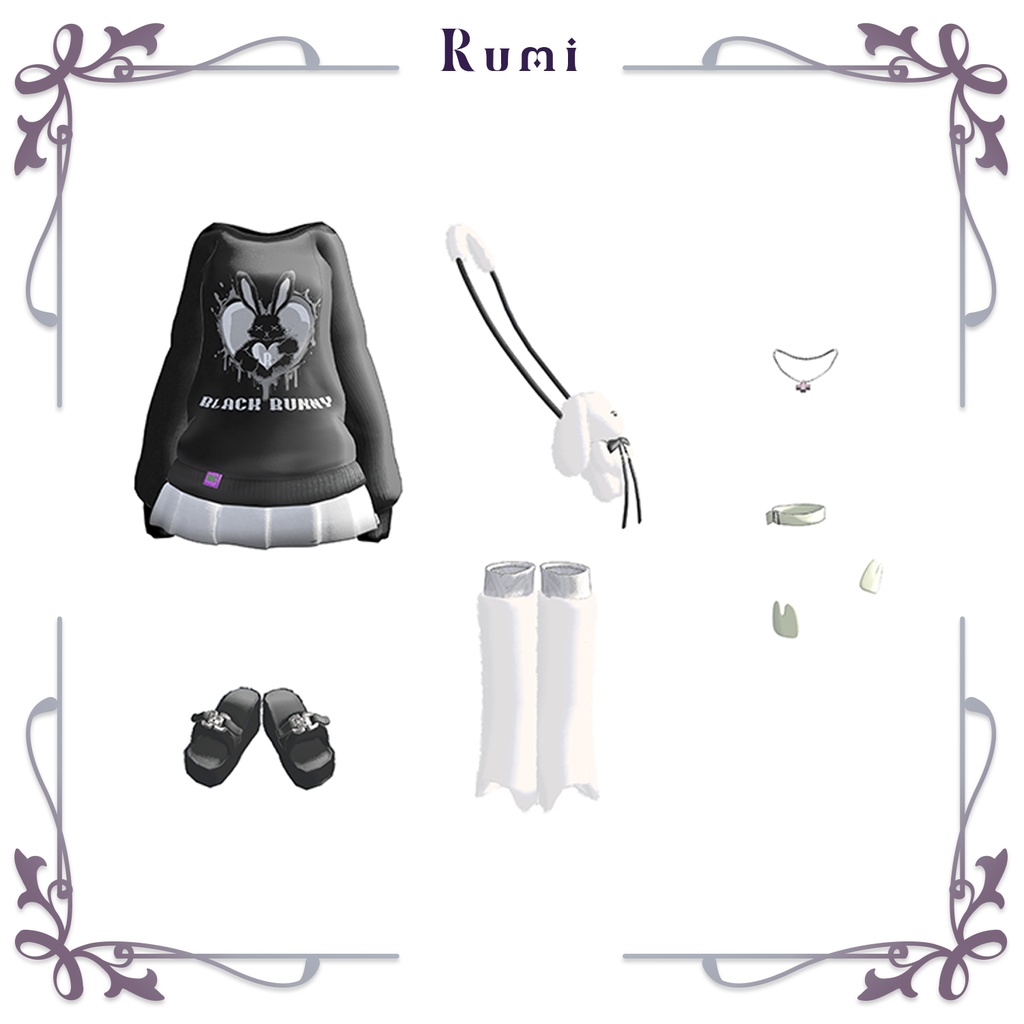 【PB】【5アバター対応】 Black Bunny 【VRChat想定】