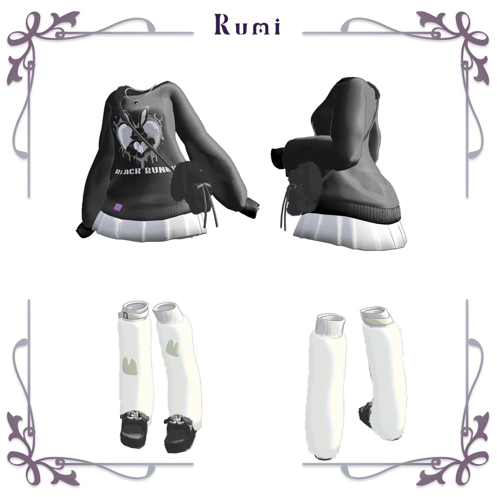 【PB】【5アバター対応】 Black Bunny 【VRChat想定】