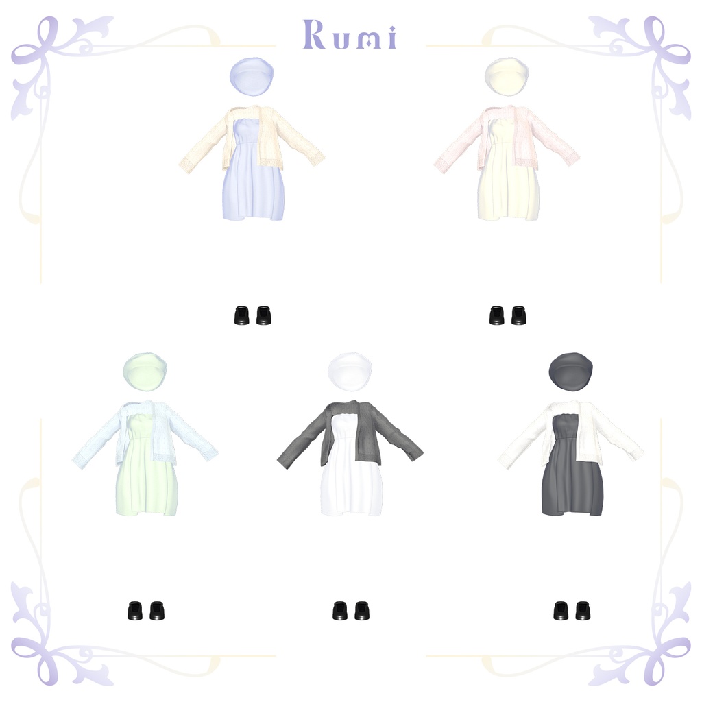 【PB】【 5アバター対応】 Off Shoulder Onepiece 【VRChat想定】
