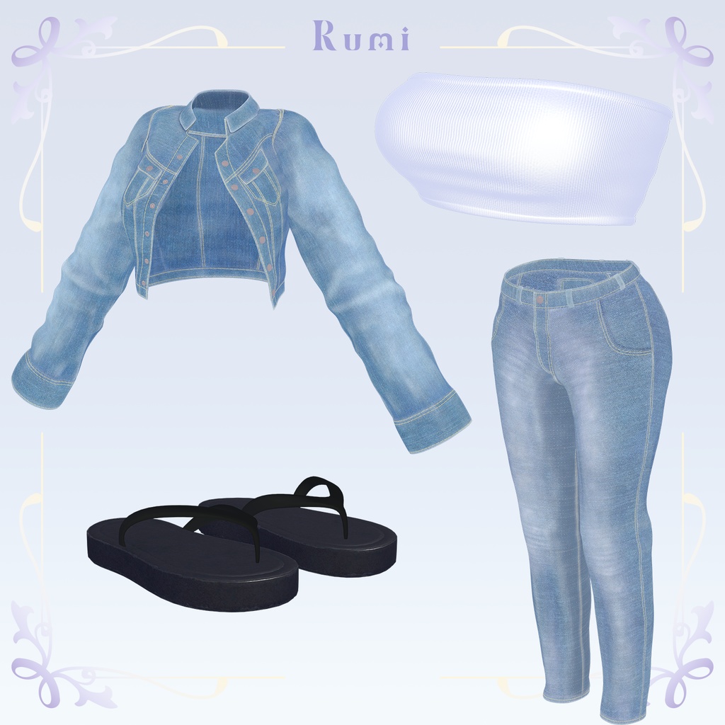 【PB】【10アバター対応】 Denim Jacket 【VRChat想定】