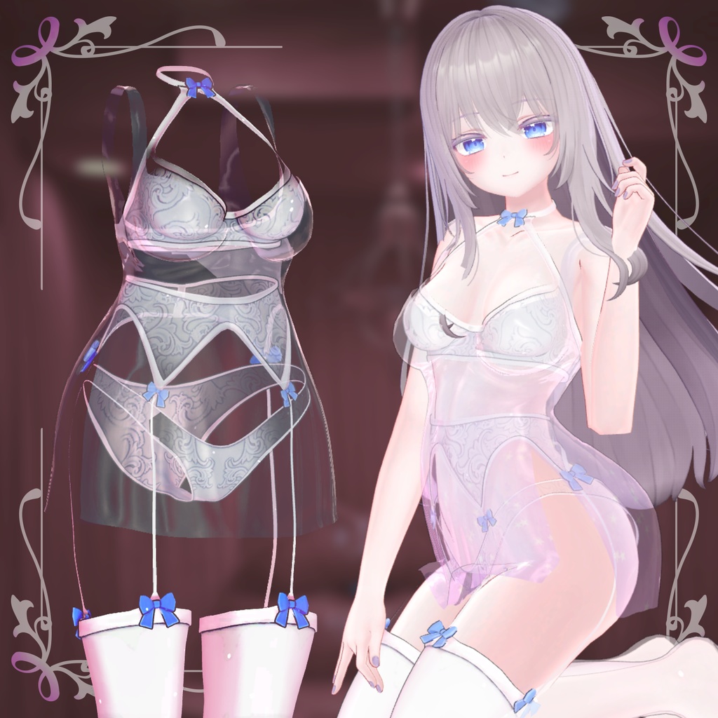 💥BLACKFRIDAY💥【40%% SALE】 【PB】【4アバター対応】 pure slip lingerie 【VRChat想定】