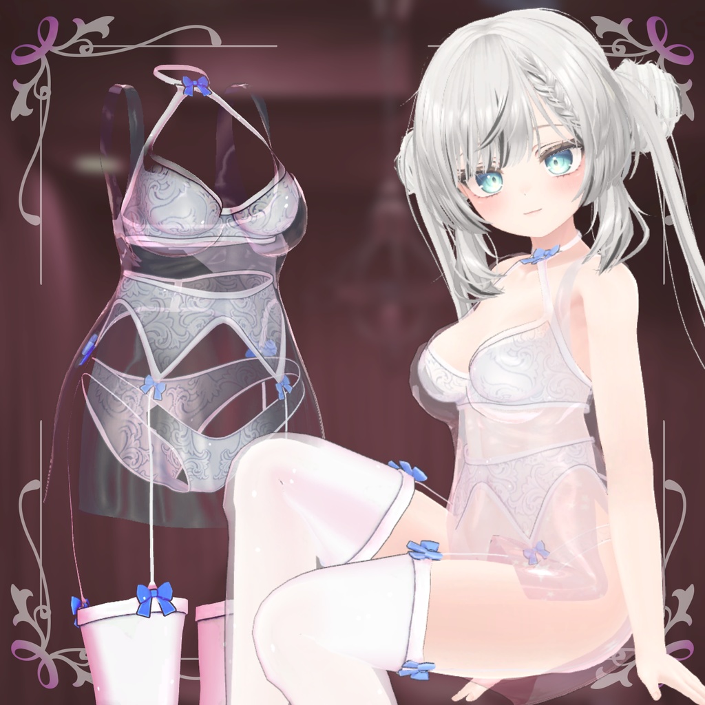 💥BLACKFRIDAY💥【40%% SALE】 【PB】【4アバター対応】 pure slip lingerie 【VRChat想定】