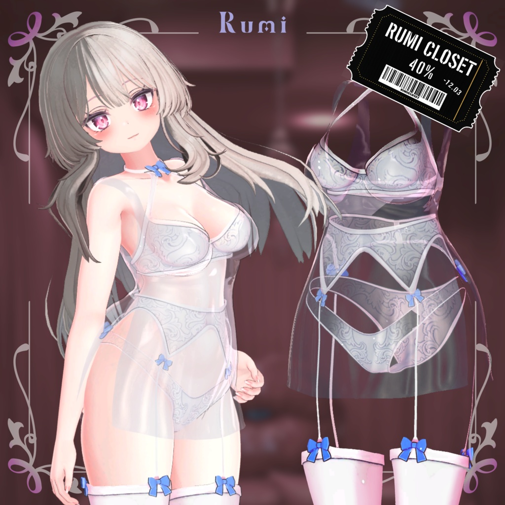 💥BLACKFRIDAY💥【40%% SALE】 【PB】【4アバター対応】 pure slip lingerie 【VRChat想定】