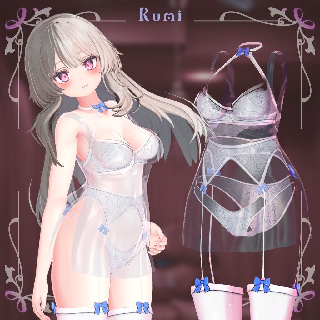 【PB】【4アバター対応】 pure slip lingerie 【VRChat想定】