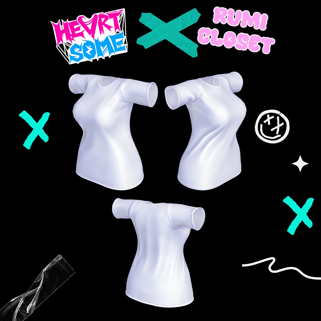【PB】【17アバター対応】 「HEARTSOME」 X 「Rumicloset」 Tシャツ 【Collaboration】 【VRChat想定】