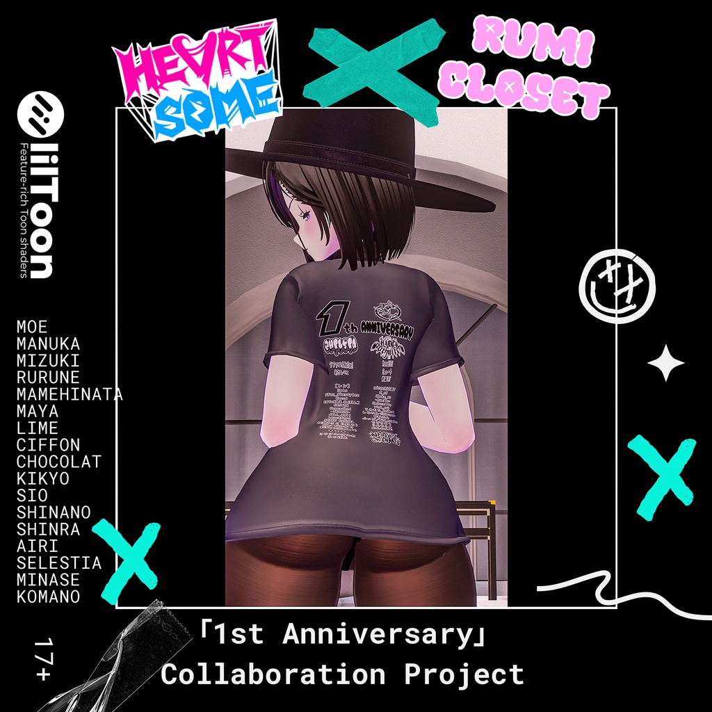 【PB】【17アバター対応】 「HEARTSOME」 X 「Rumicloset」 Tシャツ 【Collaboration】 【VRChat想定】