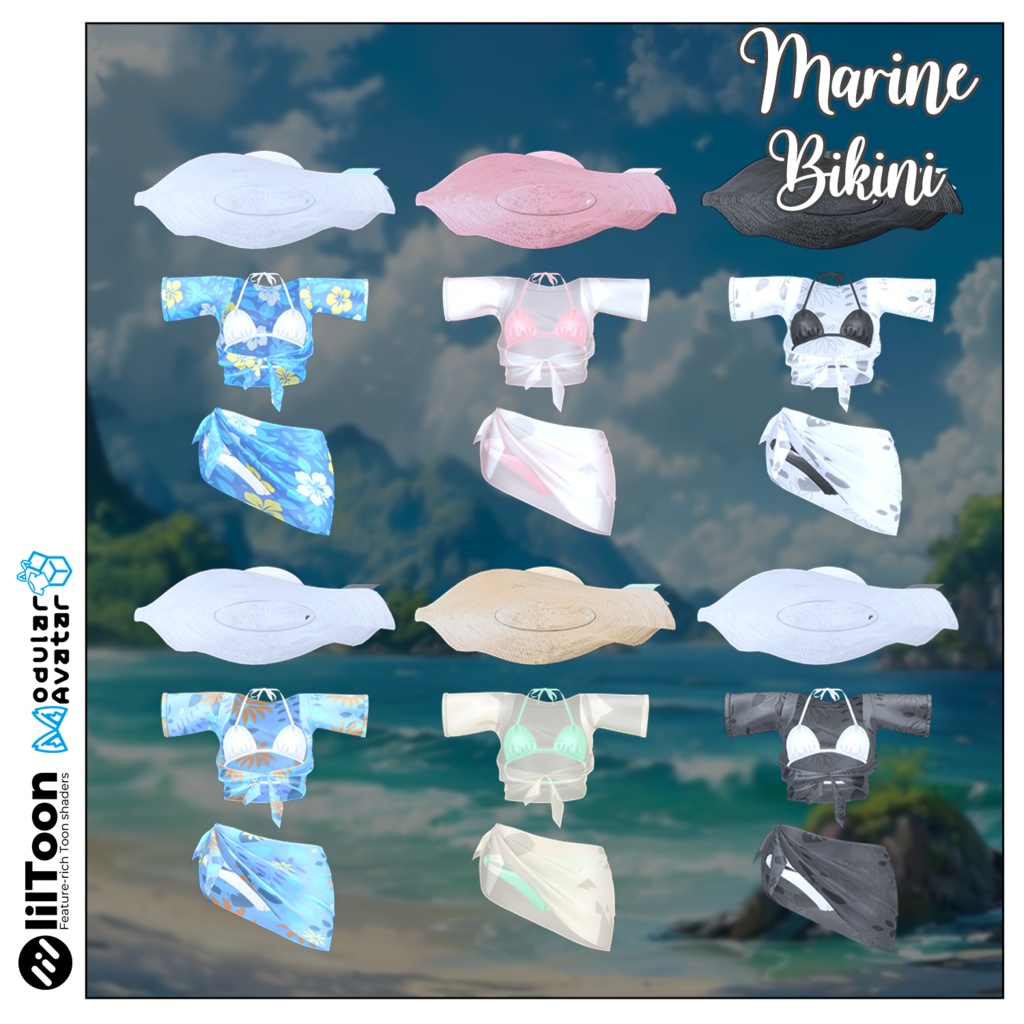 【PB】【9アバター対応】 Marine Bikini 【VRChat想定】