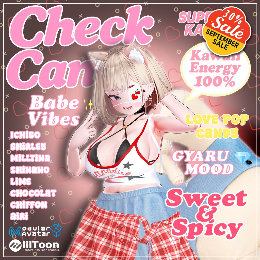 【SALE】【8アバター対応】 Check Candy 【VRChat想定】