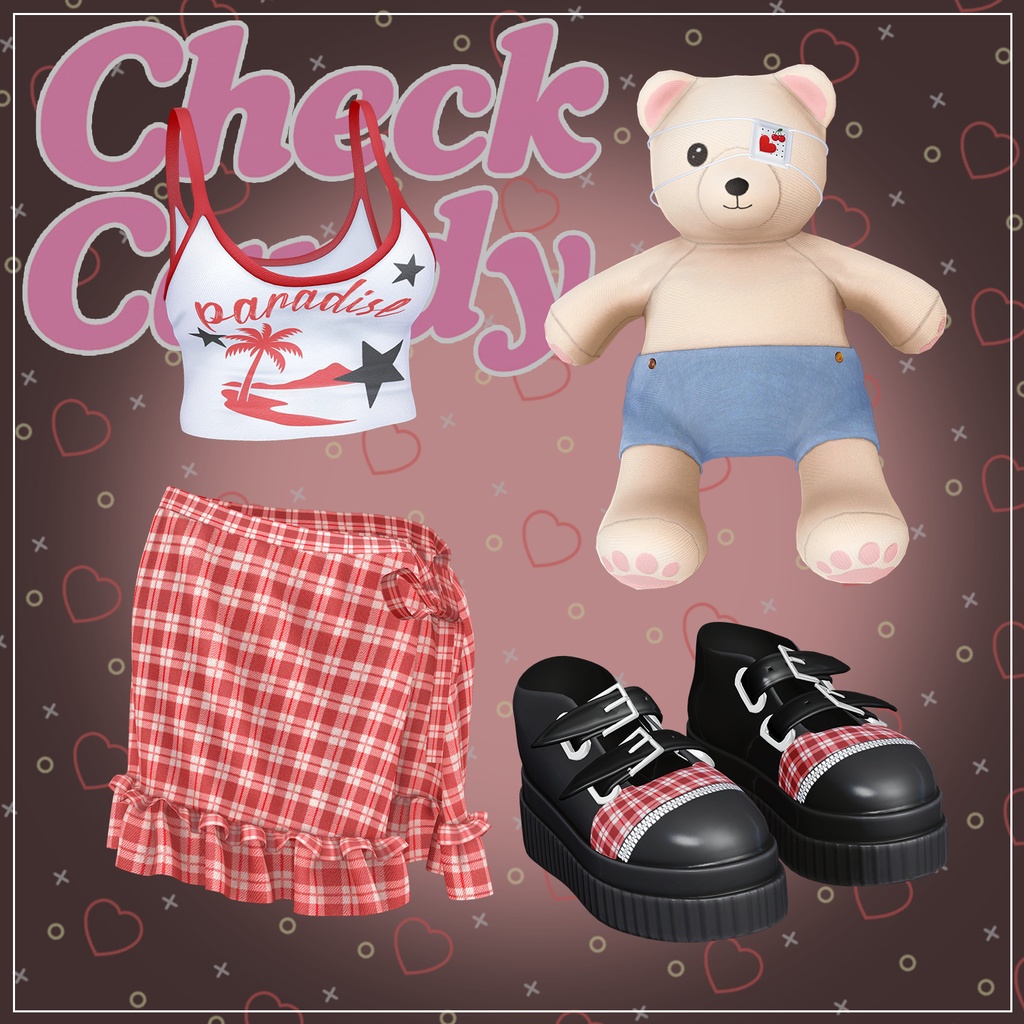 【PB】【8アバター対応】 Check Candy 【VRChat想定】