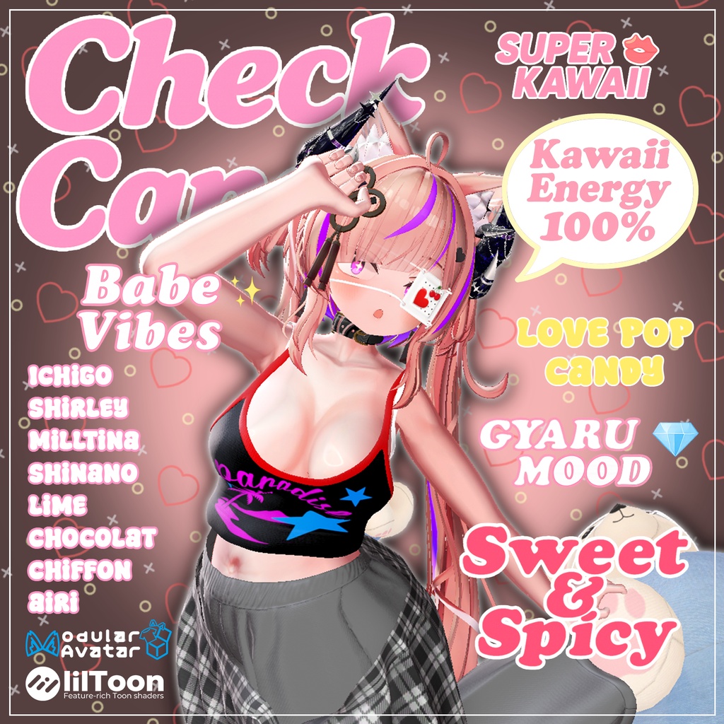 【PB】【8アバター対応】 Check Candy 【VRChat想定】