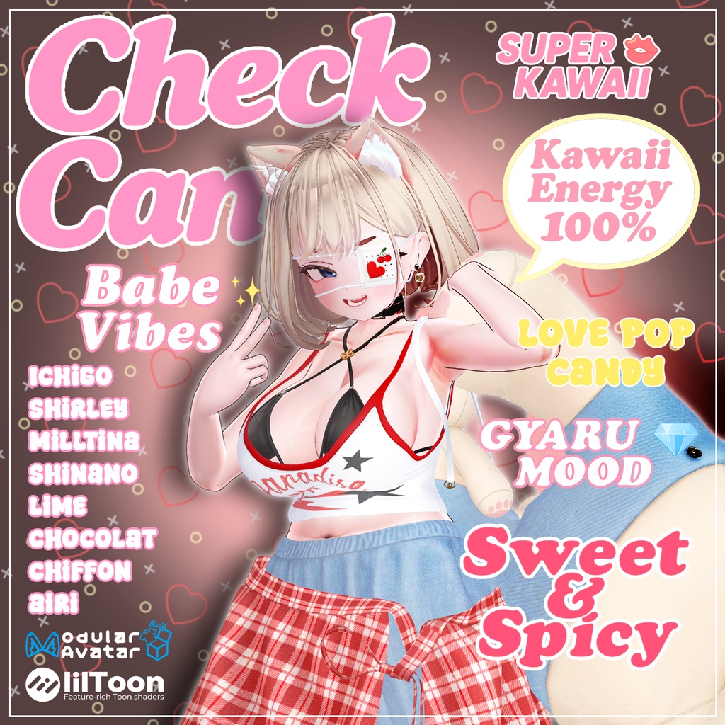 【SALE】【8アバター対応】 Check Candy 【VRChat想定】