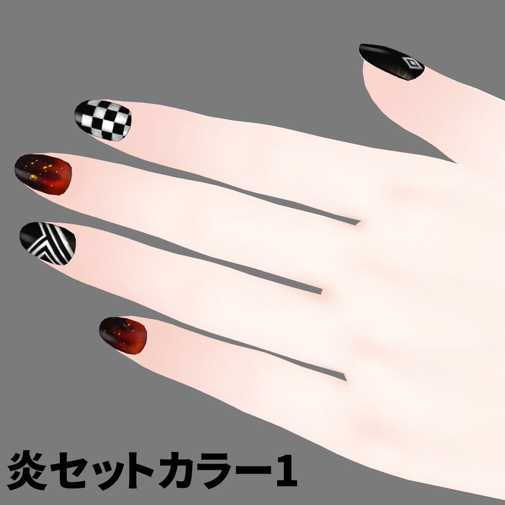 【ひゅうがなつみかんアバター用】ワイルドネイルセット【ネイルテクスチャ&設定済みマテリアル】