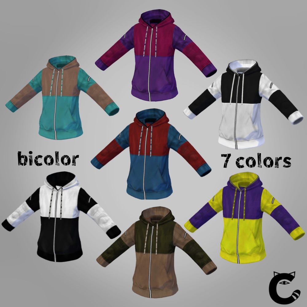 【VROIDテクスチャ】【無料あり】切り替え柄パーカーと愉快なおまけ達