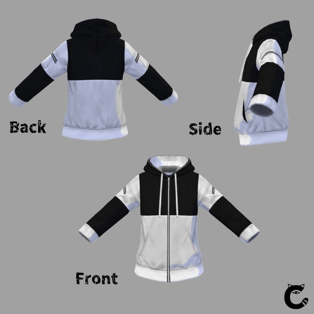 【VROIDテクスチャ】【無料あり】切り替え柄パーカーと愉快なおまけ達