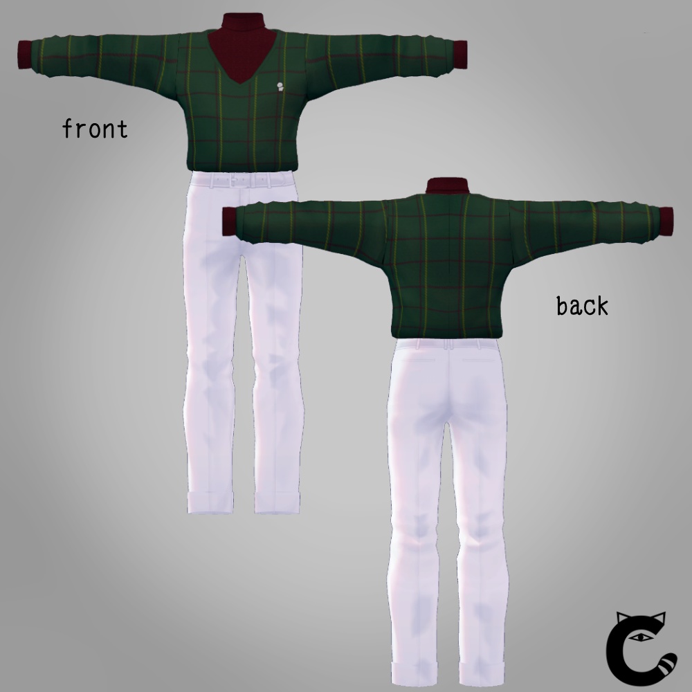 【VRchat想定】プレッピースタイルトップス(セーター)【FBX(3Dモデル)碼希・シュティーア対応】