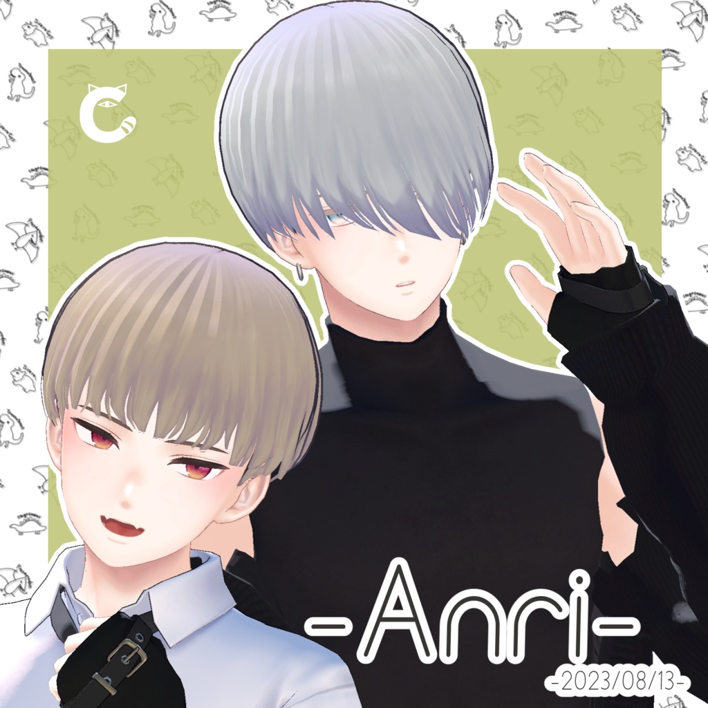 【VRC想定髪型・衣装】だいなみっく!ダイナソー衣装セット&刈上げマッシュヘア-bowl hair-【複数アバター対応】