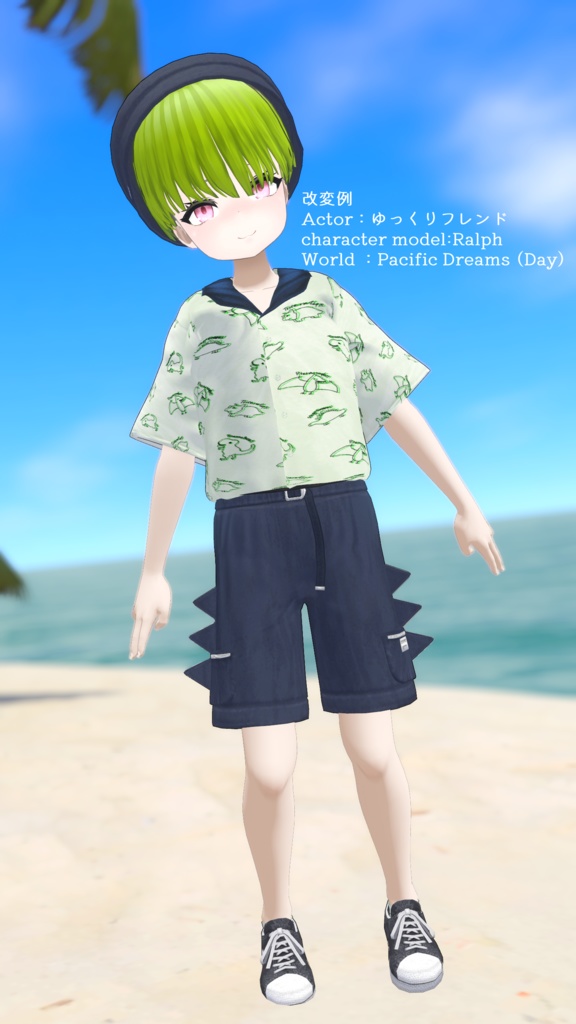 【VRC想定髪型・衣装】だいなみっく!ダイナソー衣装セット&刈上げマッシュヘア-bowl hair-【複数アバター対応】