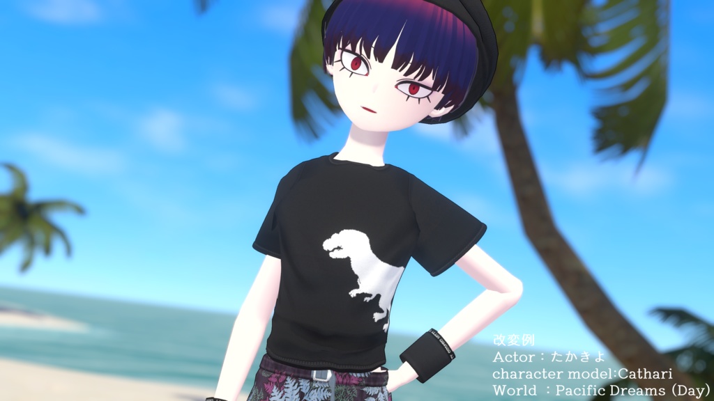 【VRC想定髪型・衣装】だいなみっく!ダイナソー衣装セット&刈上げマッシュヘア-bowl hair-【複数アバター対応】