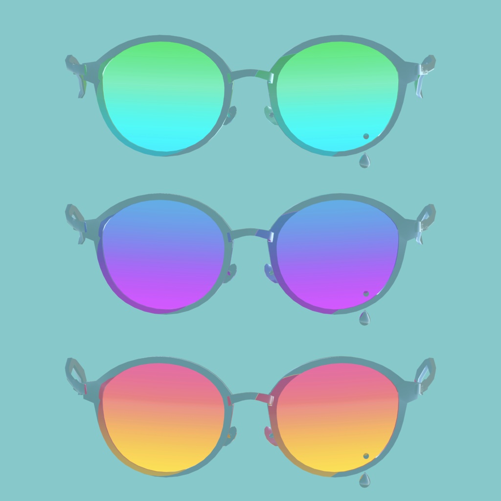 【VRChat想定眼鏡】Ivy look glass【形調整シェイプキー有り/キャロル対応】