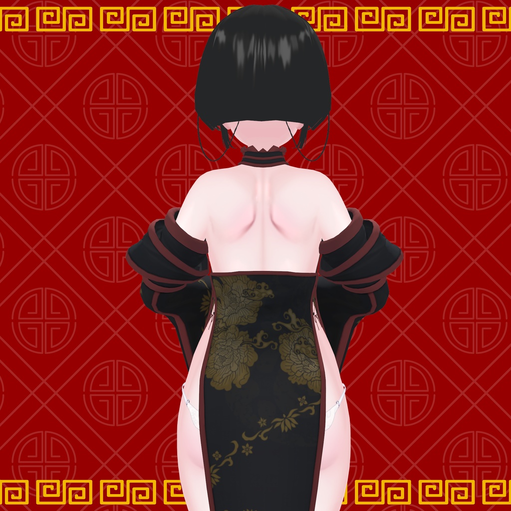 【VRChat想定】複数アバター対応 Chinese Princess Hair 中華風姫カットヘア