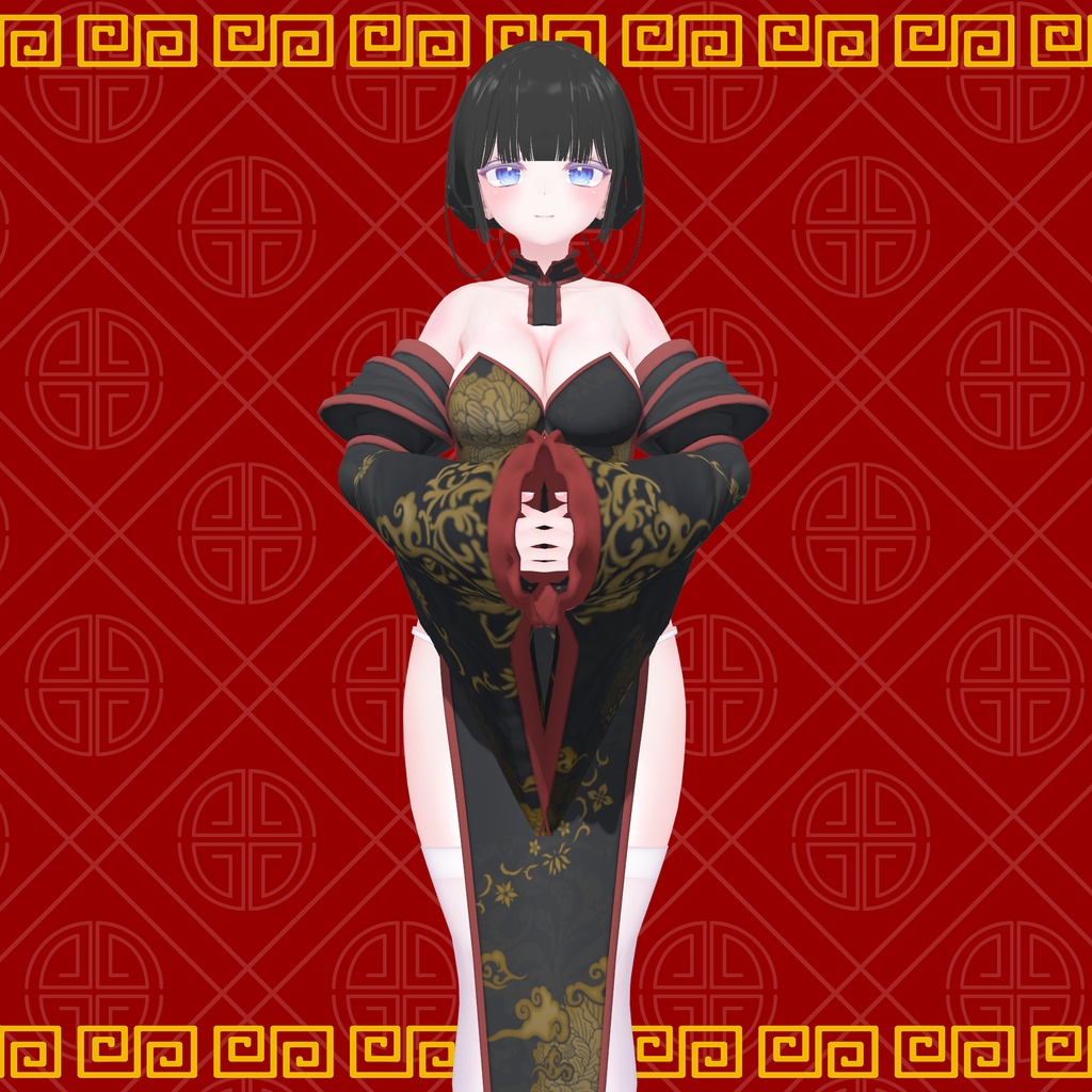 【VRChat想定】複数アバター対応 Chinese Princess Hair 中華風姫カットヘア