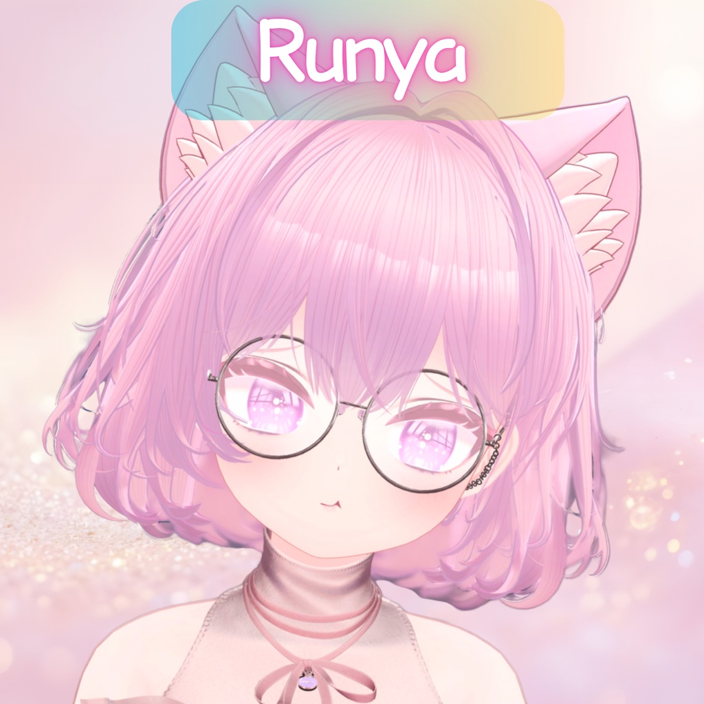 【4アバター対応】丸メガネピアス付き