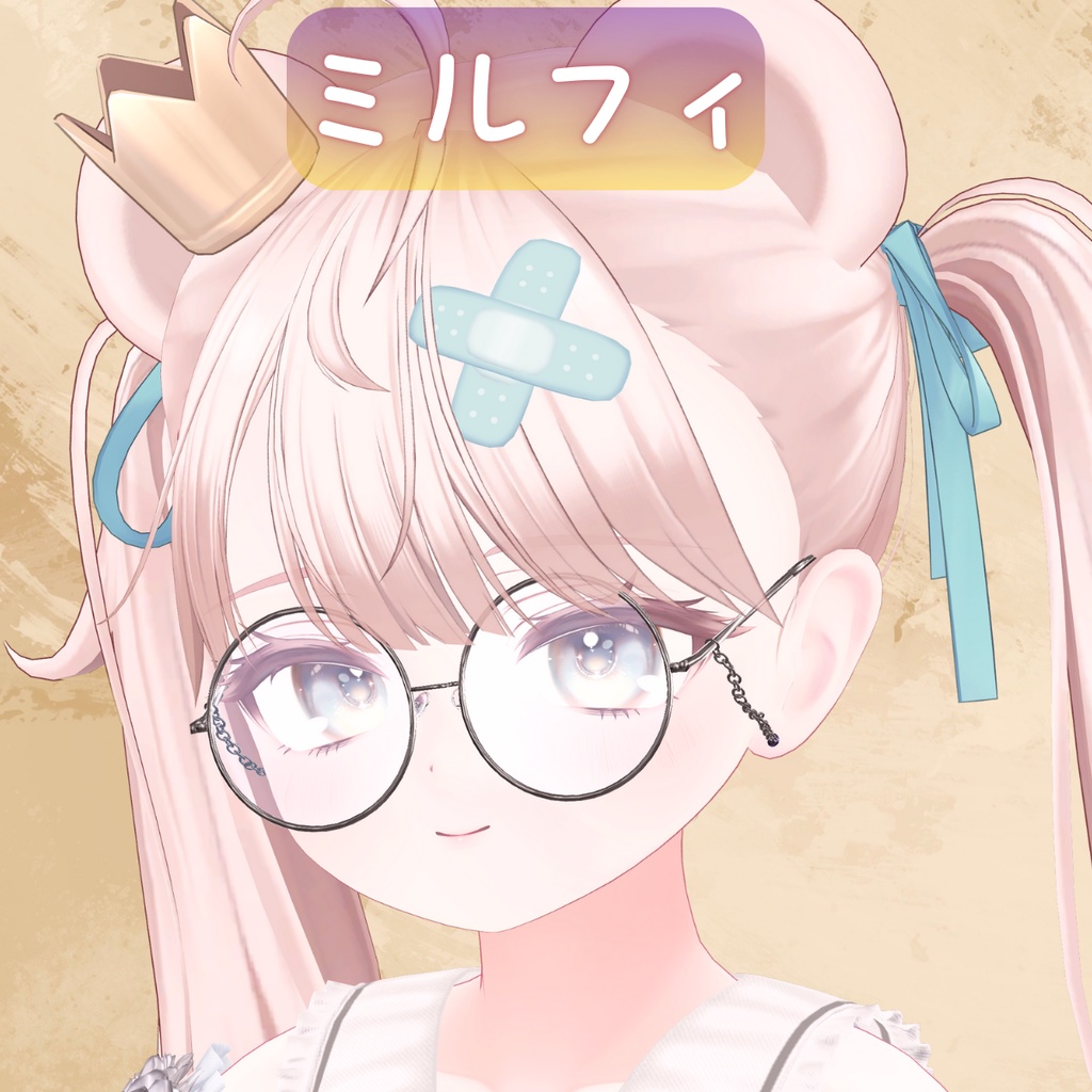 【4アバター対応】丸メガネピアス付き