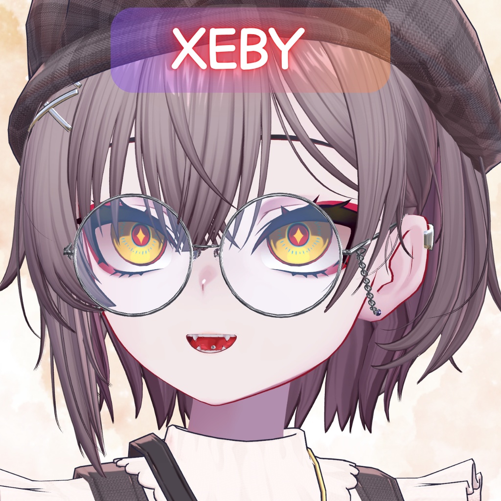 【4アバター対応】丸メガネピアス付き