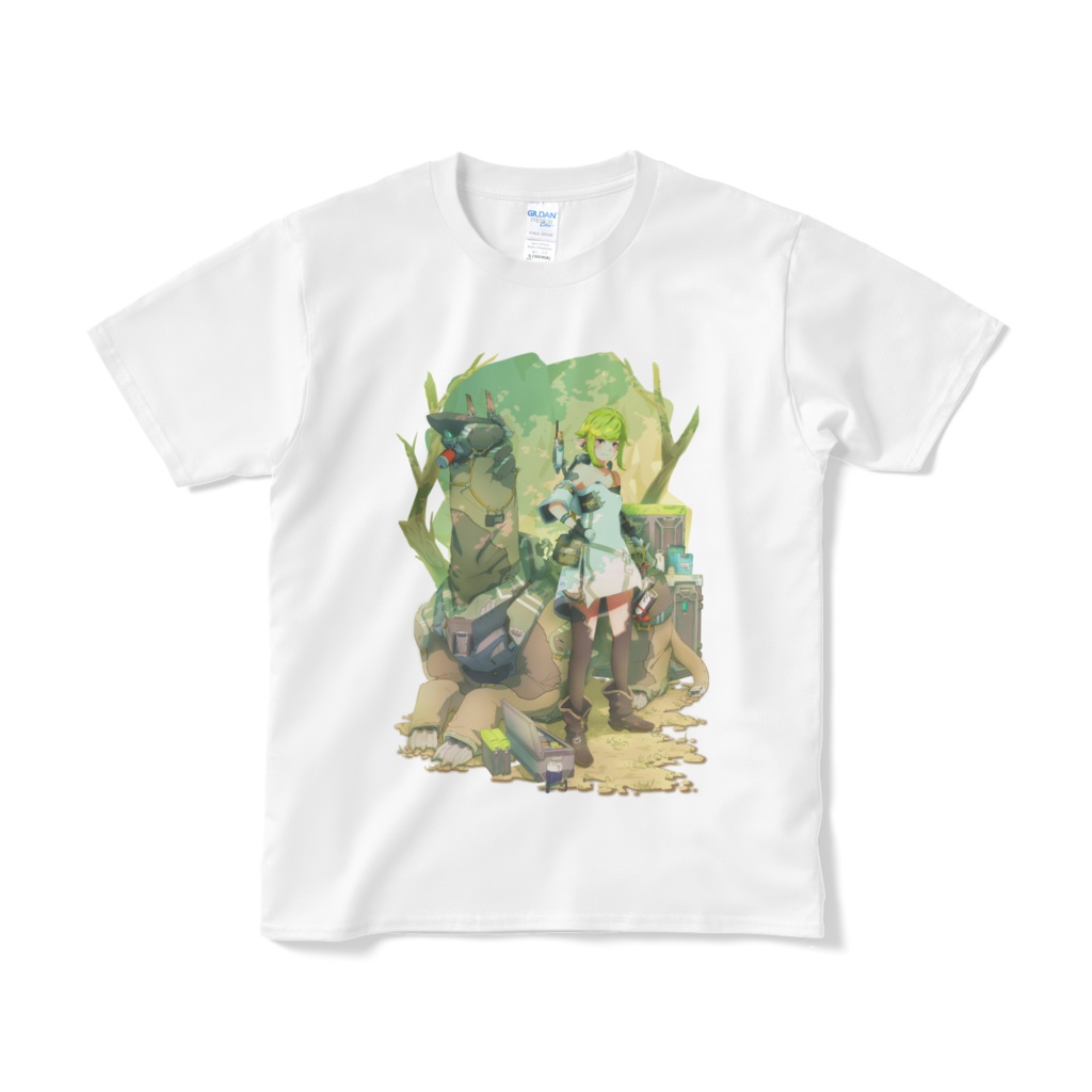 メカアルパカと女性(木陰) Tシャツ