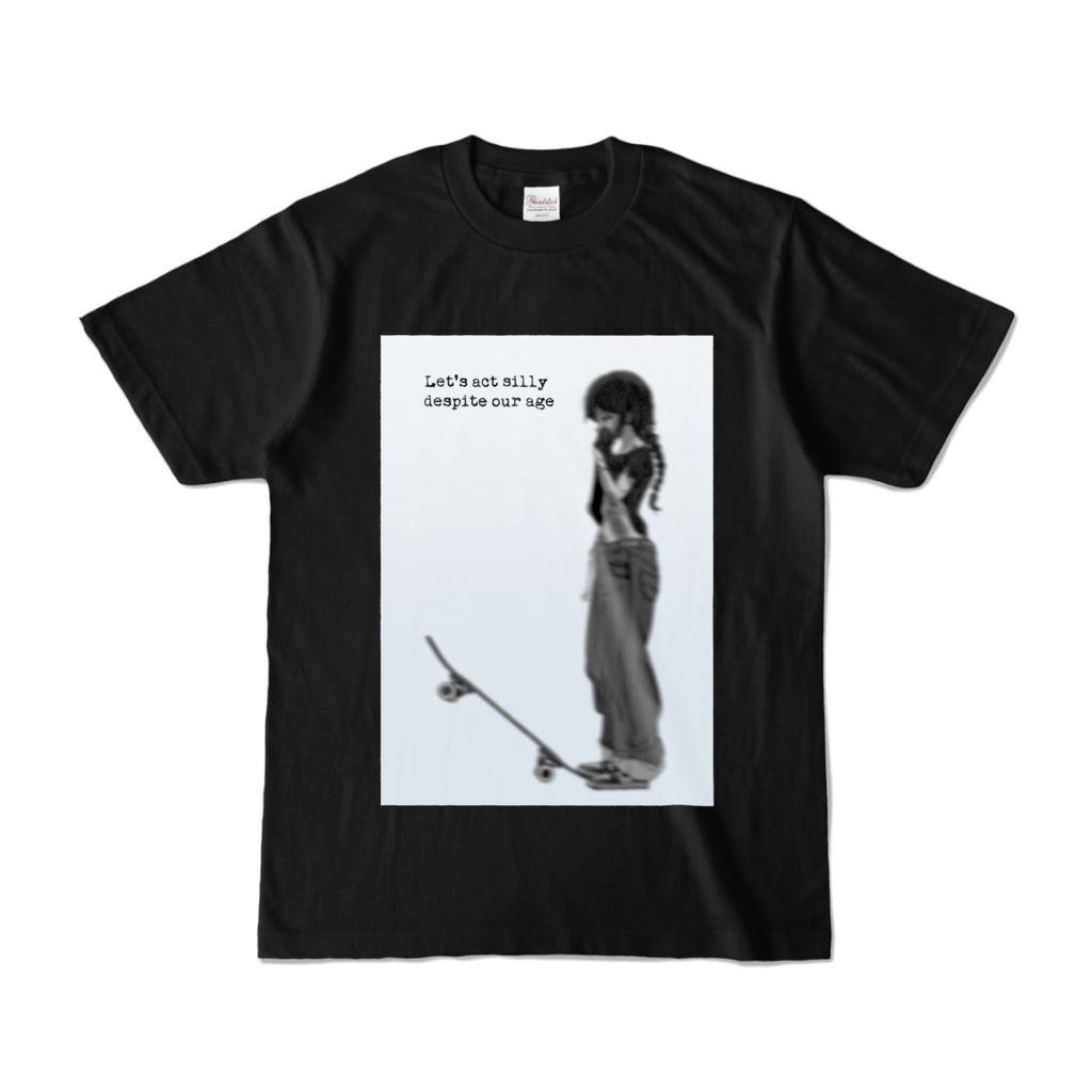 ブレたスケボ奥さんTシャツ　黒