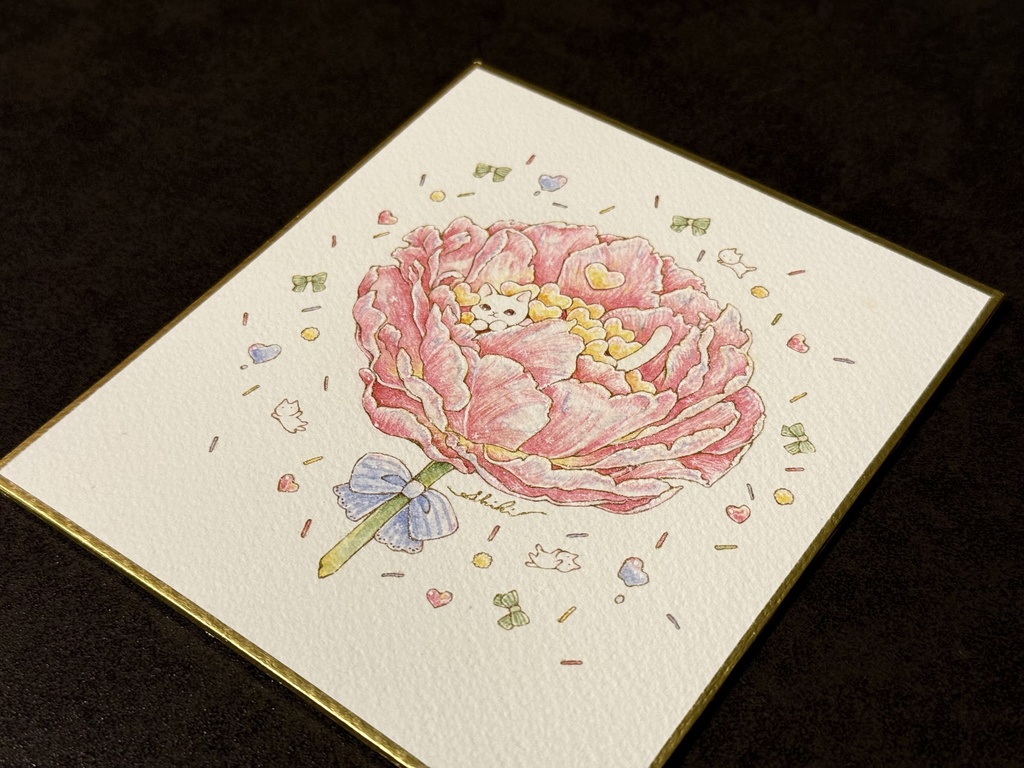 1/4色紙原画『 きみにめいっぱいの愛を詰めて 』