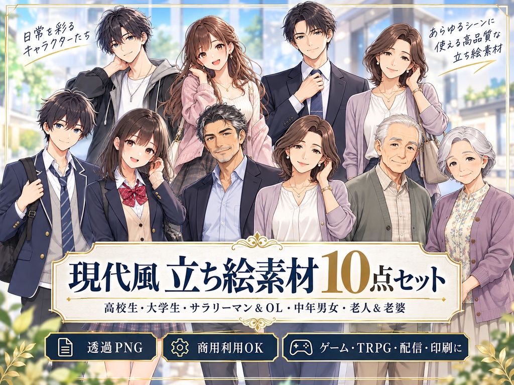 AI立ち絵素材集(30体セット)No.1