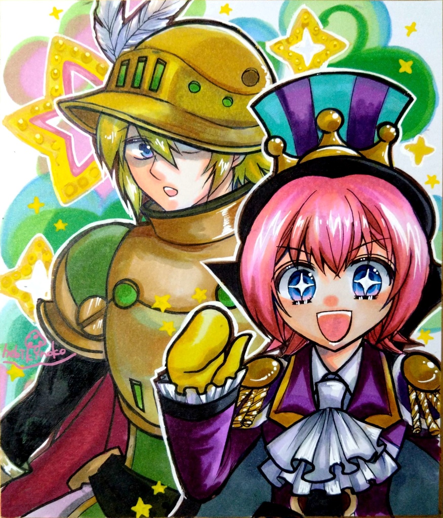 蒸気都市のさかな王子&オトモ色紙