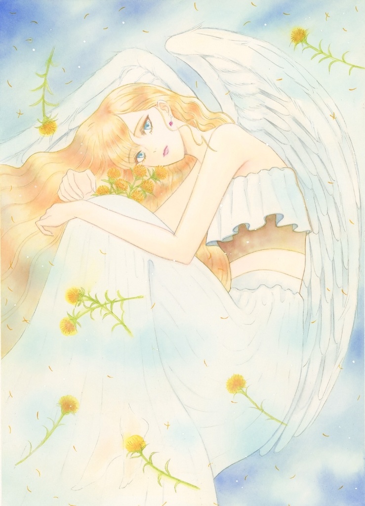 手描きイラスト 天使の女の子 原画