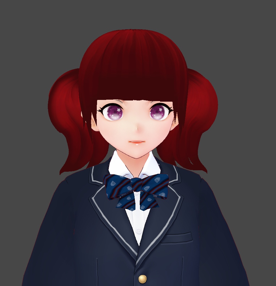 Vroid | Dual short pigtail hair preset with blunt cut bangs | Custom Texture | Updated for VRoid 1.0