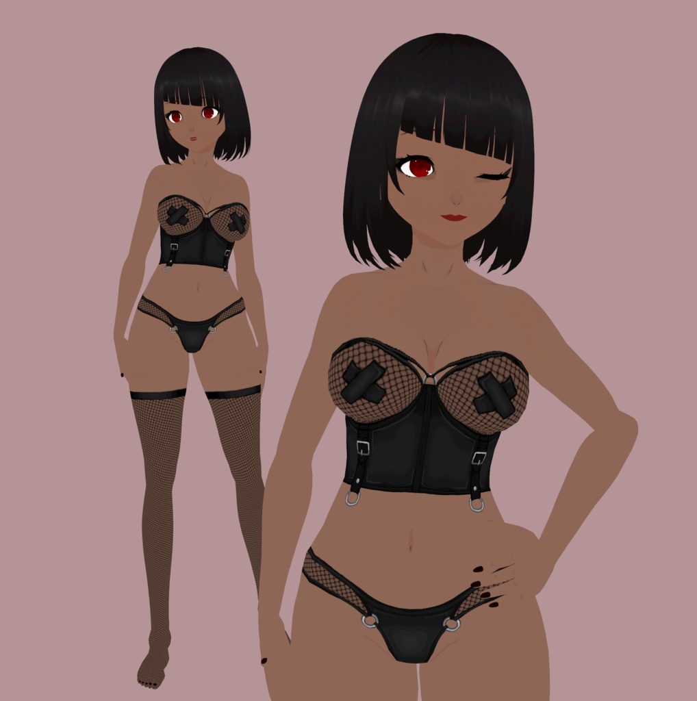 VRoid | Risque Mesh Lingerie Set | VRoid 1.0+