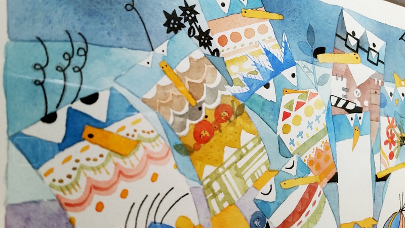 <複製画>『ぺんぎん』<水彩>