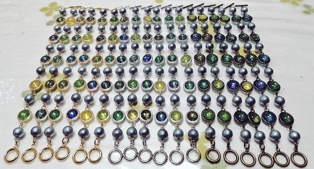 【17.5cm】緑色を集めたブレスレット