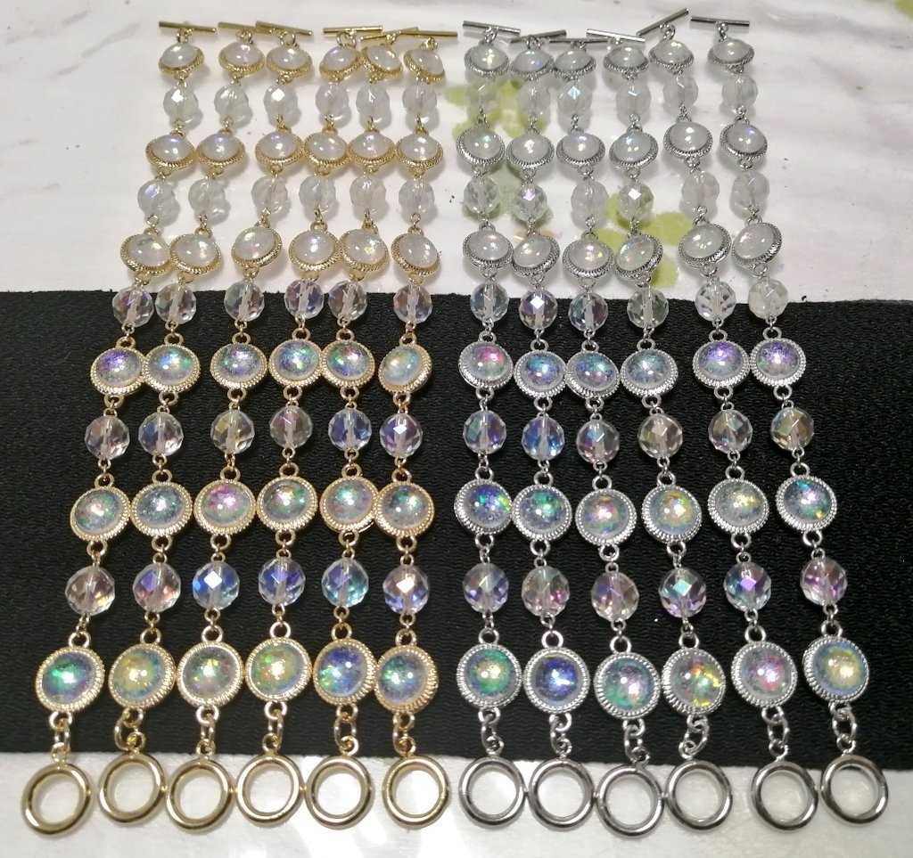 【18cm・ゴールド・シルバー】虹色に煌めくブレスレット