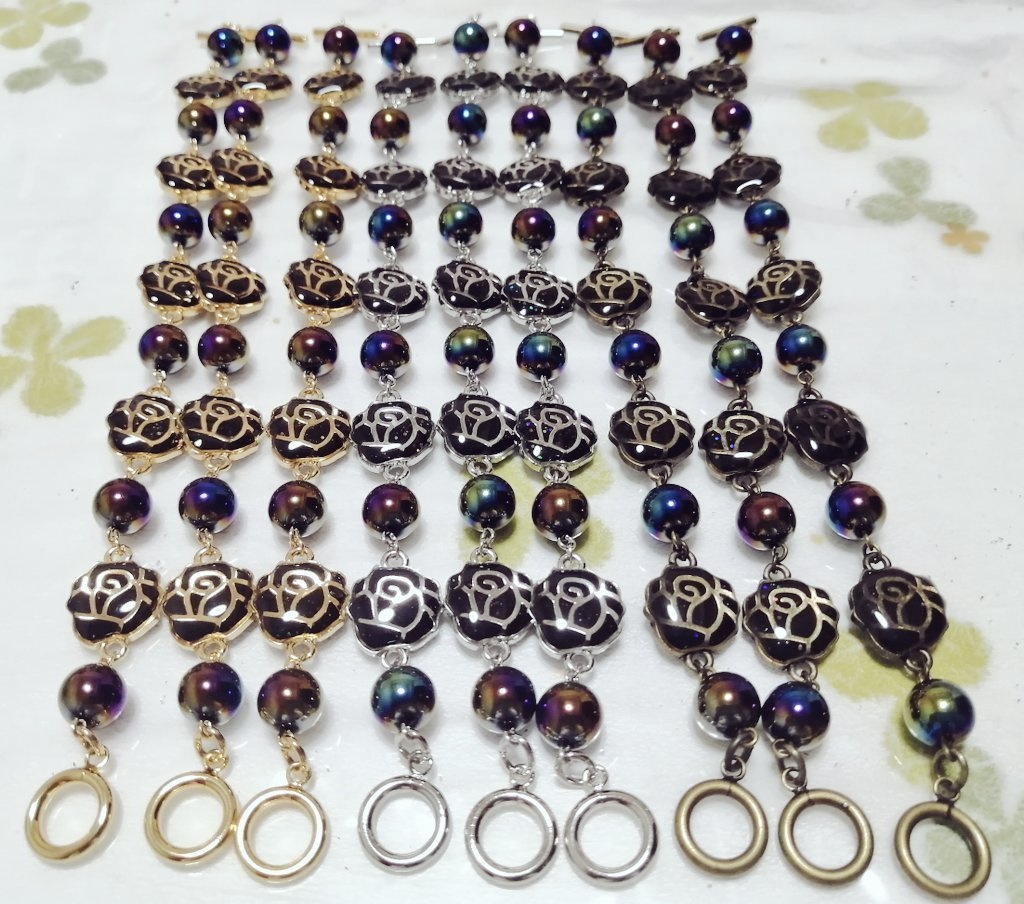 【17.5cm】黒薔薇のブレスレット