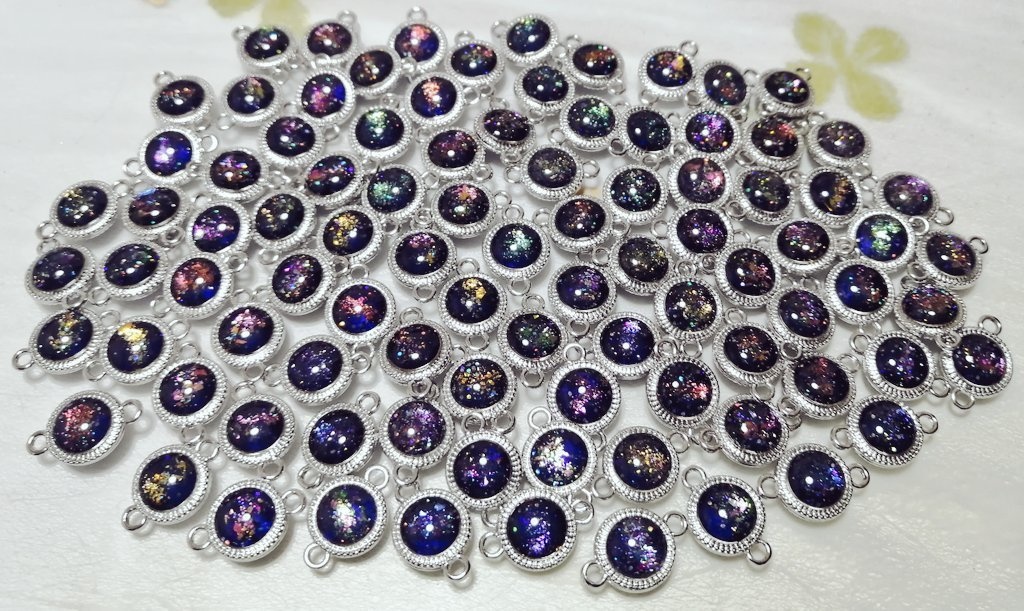 【18.5cm・シルバー】ネイビーブルーの夜に瞬くネックレス・ブレスレット