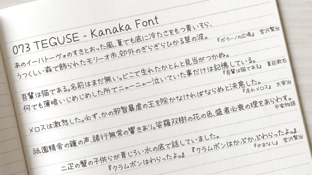 【無料手書きフォント】073 TEGUSE - Kanaka Font【240904】
