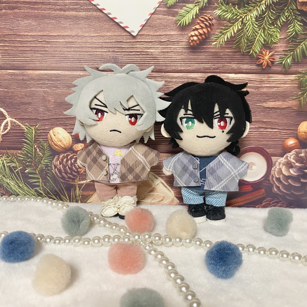 ぬい服 チェック柄カーディガン