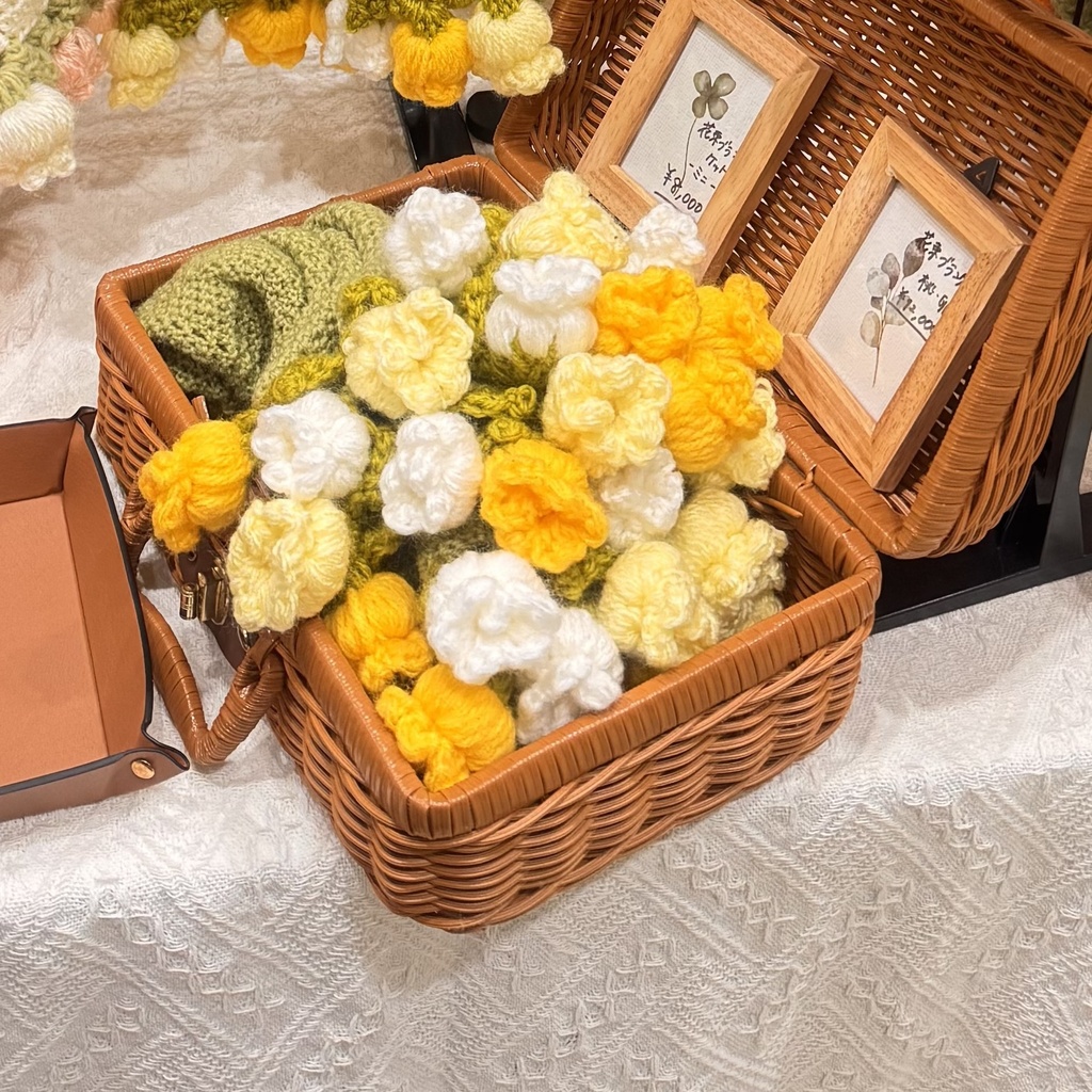 ミニ花束ブランケット✧白ベース/卵、黄身、白